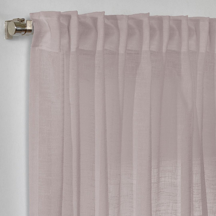 Semi Sheer Linen Curtain Single Panel - Rose Pink