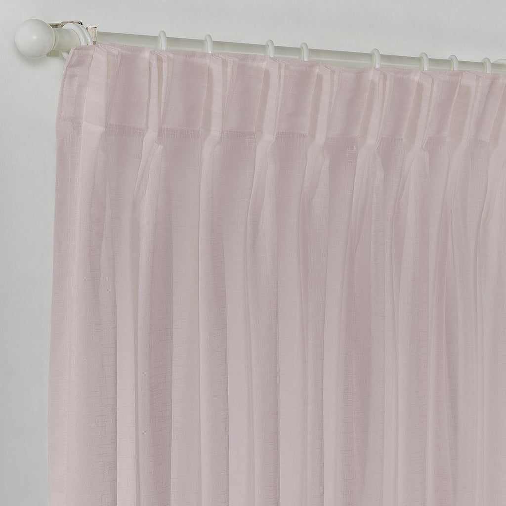 Semi Sheer Linen Pinch Pleated Curtain Single Panel - Rose Pink