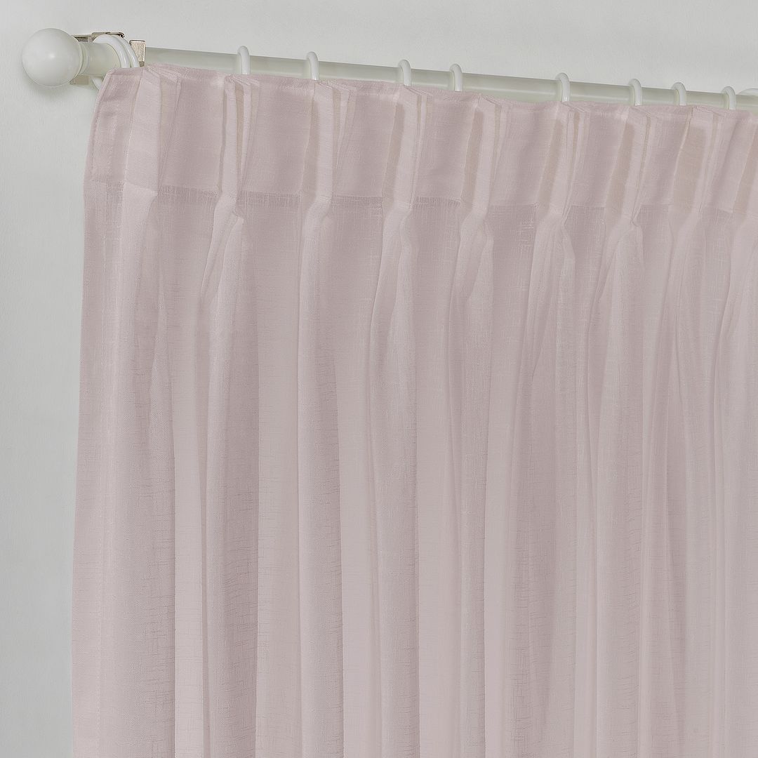 Semi Sheer Linen Pinch Pleated Curtain Single Panel - Rose Pink