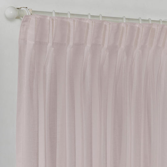 Semi Sheer Linen Pinch Pleated Curtain Single Panel - Rose Pink