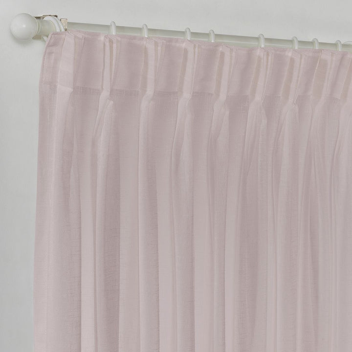 Semi Sheer Linen Pinch Pleated Curtain Single Panel - Rose Pink