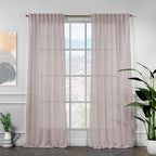 Semi Sheer Linen Curtain Single Panel - Rose Pink