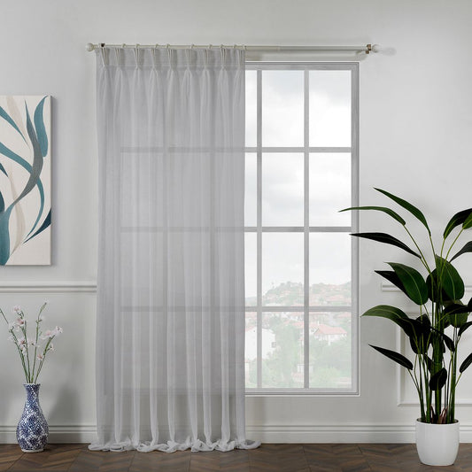 Semi sheer linen texture pinch pleated curtains, semi sheer linen look curtains, 100% polyester curtains, pinch pleat curtains, linen look drapes, light filtering curtains, decorative window panels, elegant window treatments, living room curtains, bedroom curtains, dining room curtains, nursery curtains, custom size curtains, custom drapes, privacy curtains, modern home decor, textured curtains, farmhouse curtains, stylish curtain panels, home furnishings