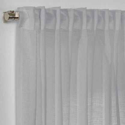 Semi Sheer Linen Curtain Single Panel - Light Grey
