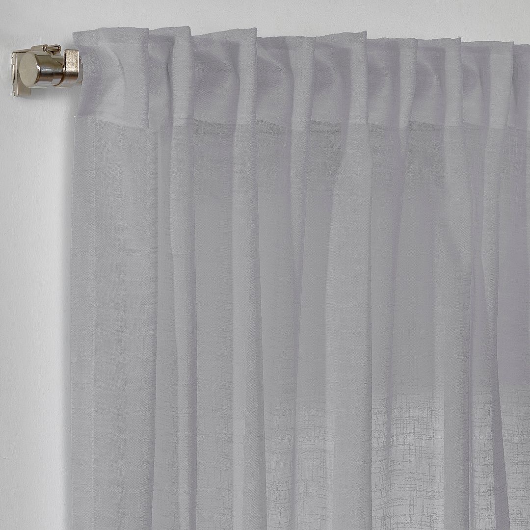 Semi Sheer Linen Curtain Single Panel - Grey