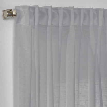 Semi Sheer Linen Curtain Single Panel - Grey