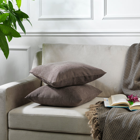 Decorative Cushion Covers Set of 2 Hidden Zipper - Light Brown