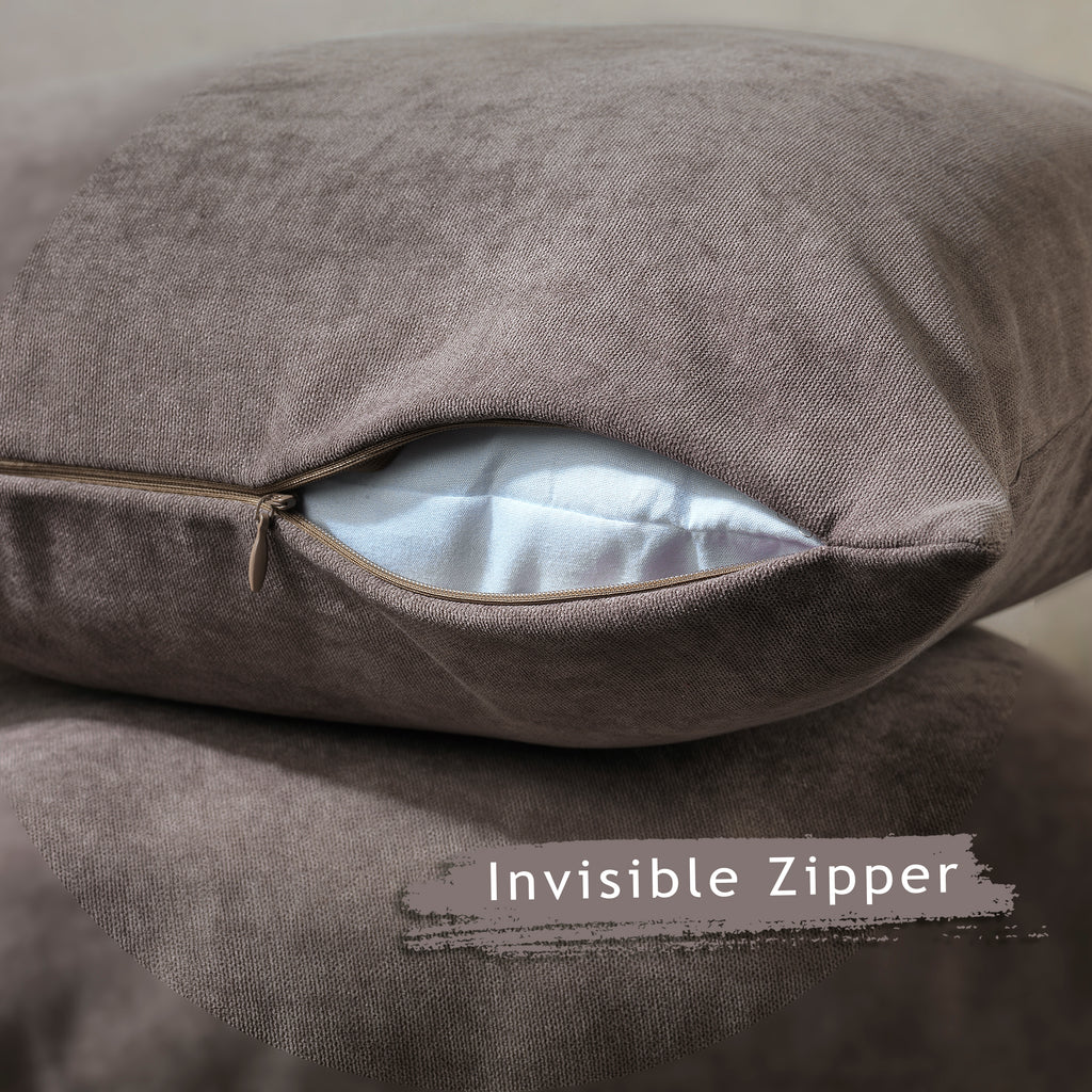 Decorative Cushion Covers Set of 2 Hidden Zipper - Light Brown