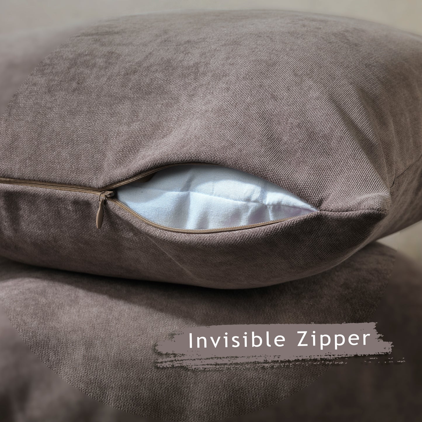 Decorative Cushion Covers Set of 2 Hidden Zipper - Light Brown