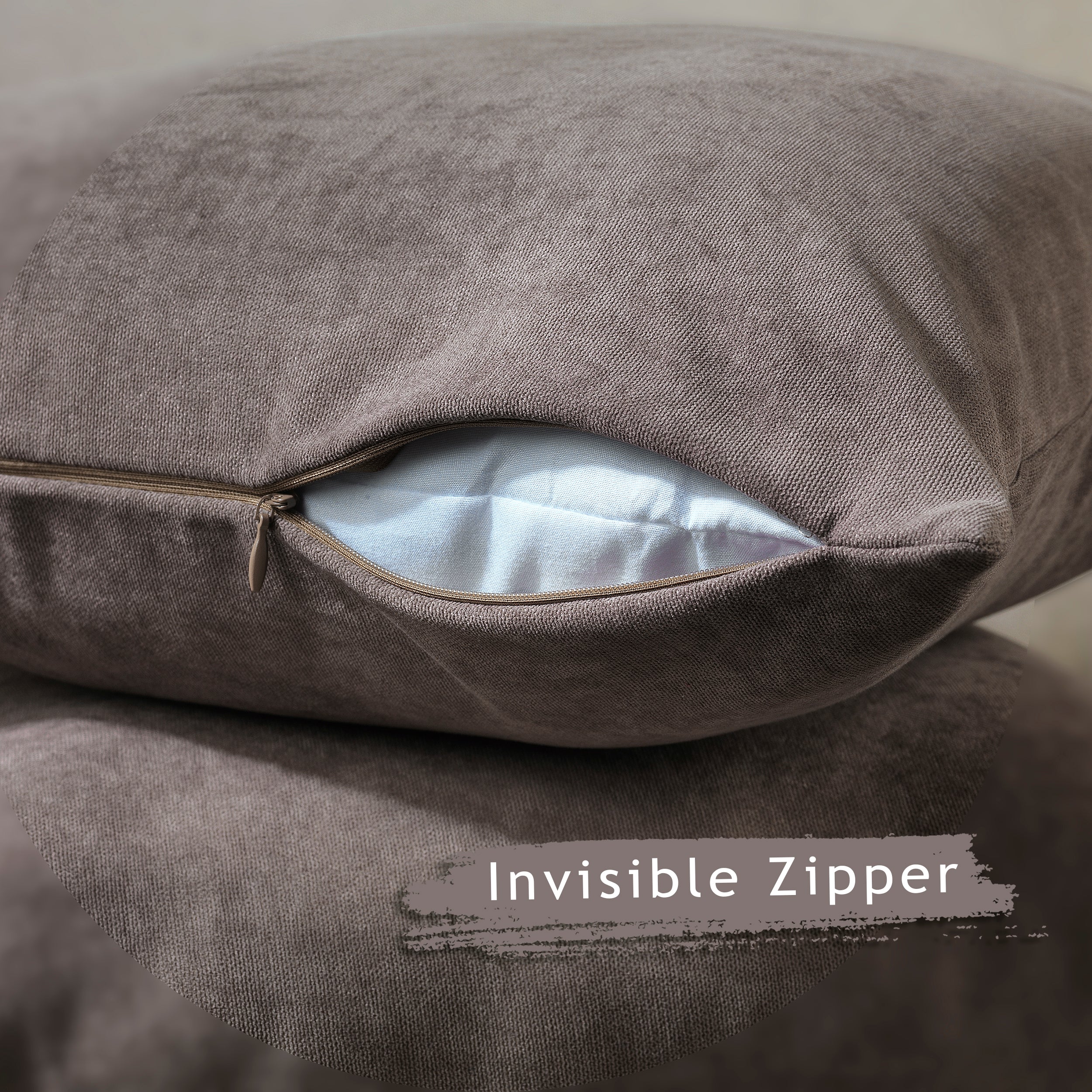 Decorative Cushion Covers Set of 2 Hidden Zipper - Light Brown