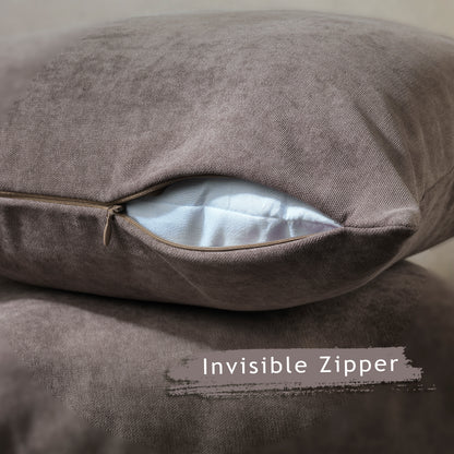 Decorative Cushion Covers Set of 2 Hidden Zipper - Light Brown
