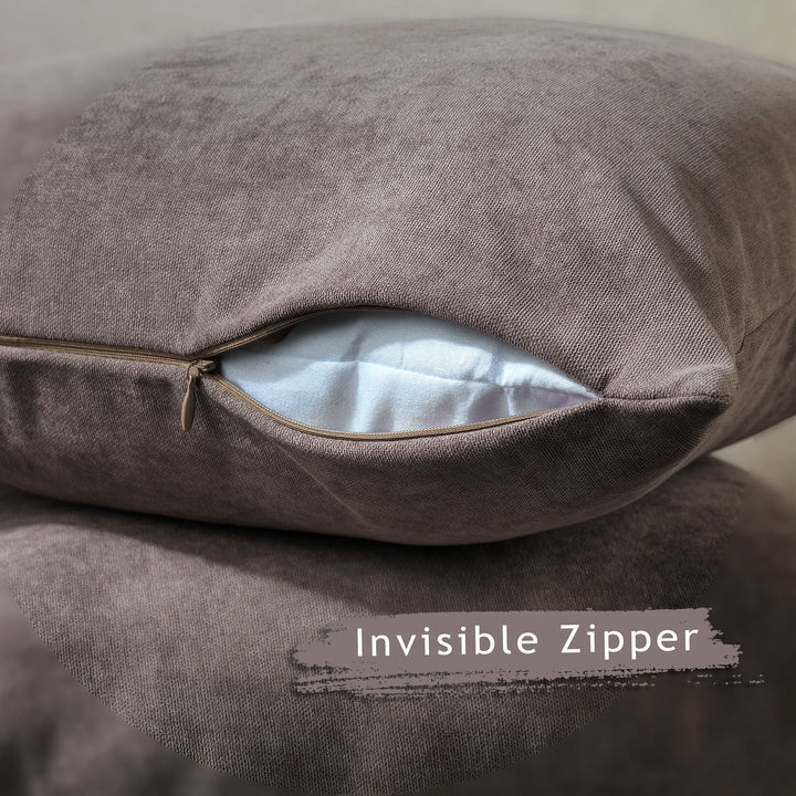 Decorative Cushion Covers Set of 2 Hidden Zipper - Light Brown