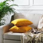Decorative Cushion Covers Set of 2 Hidden Zipper - Mustard Yellow
