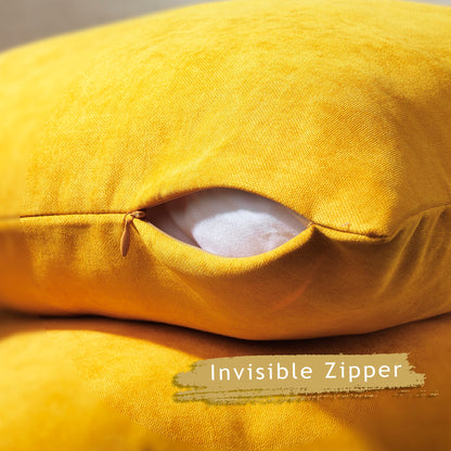 Decorative Cushion Covers Set of 2 Hidden Zipper - Mustard Yellow