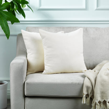Linen Texture Cushion Covers Set of 2 Hidden Zipper - Cream