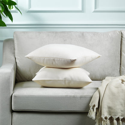 Linen Texture Cushion Covers Set of 2 Hidden Zipper - Cream