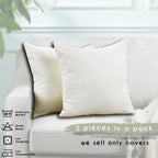 Linen Texture Cushion Covers Set of 2 Hidden Zipper - Cream