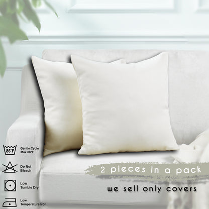 Linen Texture Cushion Covers Set of 2 Hidden Zipper - Cream