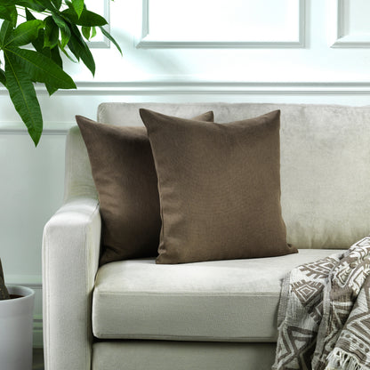 Linen Texture Cushion Covers Set of 2 Hidden Zipper - Mink