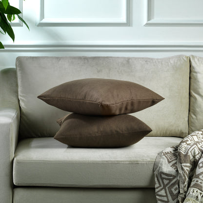 Linen Texture Cushion Covers Set of 2 Hidden Zipper - Mink