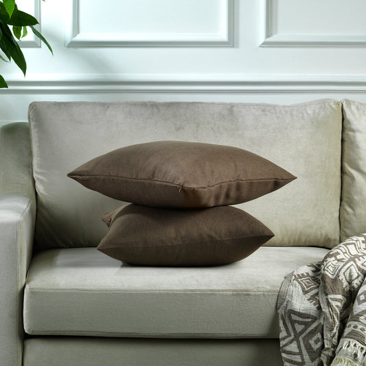 Linen Texture Cushion Covers Set of 2 Hidden Zipper - Mink