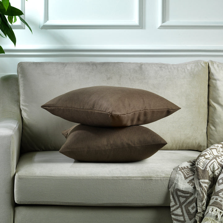 Linen Texture Cushion Covers Set of 2 Hidden Zipper - Mink