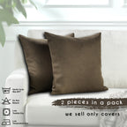 Linen Texture Cushion Covers Set of 2 Hidden Zipper - Mink