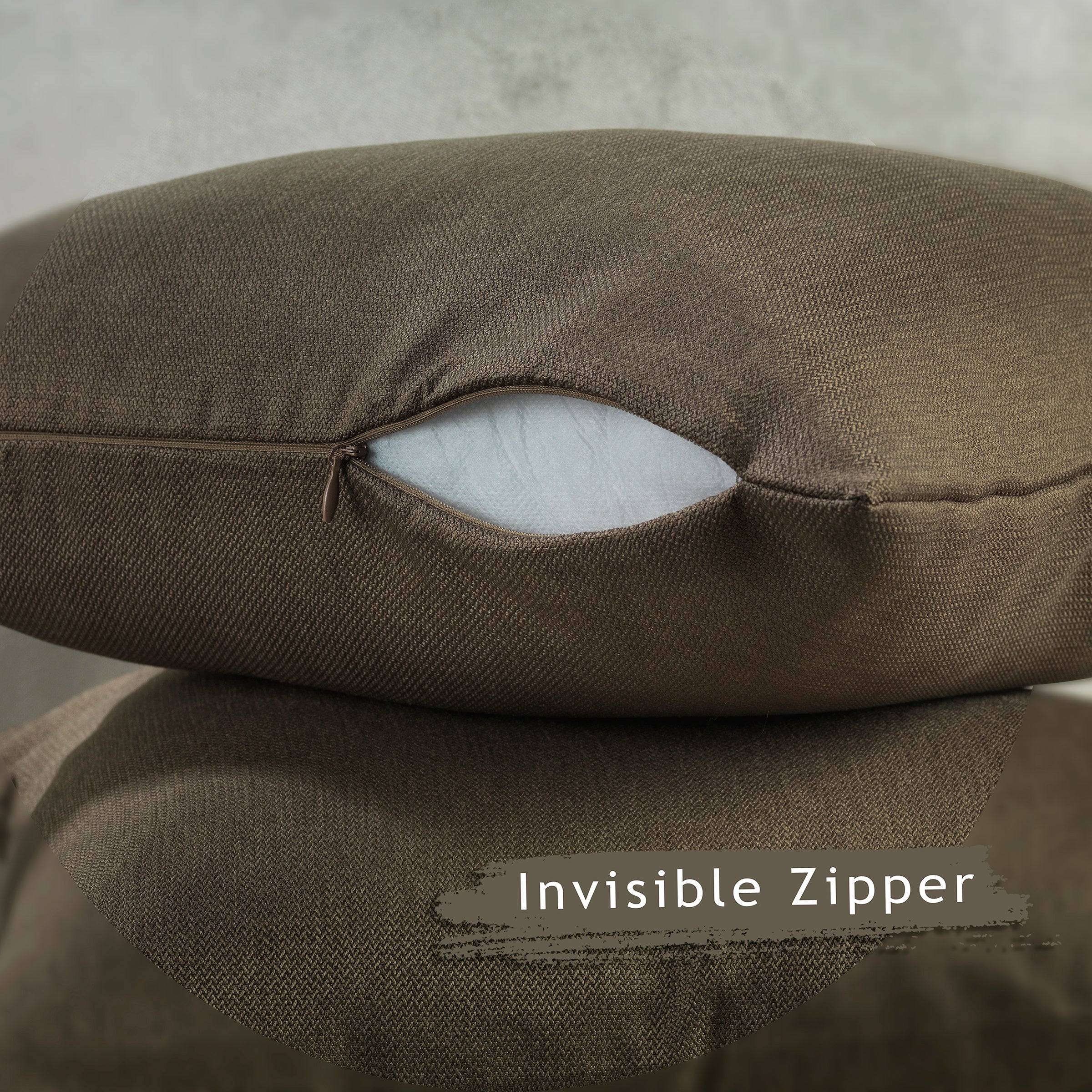 Linen Texture Cushion Covers Set of 2 Hidden Zipper - Mink