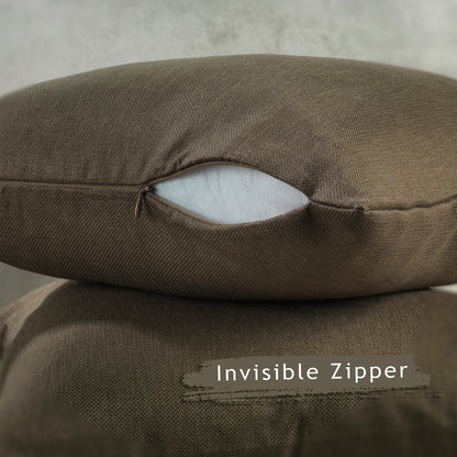 Linen Texture Cushion Covers Set of 2 Hidden Zipper - Mink