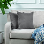 Linen Texture Cushion Covers Set of 2 Hidden Zipper - Light Grey