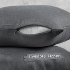 Linen Texture Cushion Covers Set of 2 Hidden Zipper - Light Grey