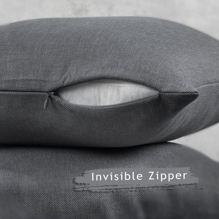 Linen Texture Cushion Covers Set of 2 Hidden Zipper - Light Grey