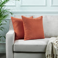 Linen Texture Cushion Covers Set of 2 Hidden Zipper - Brick