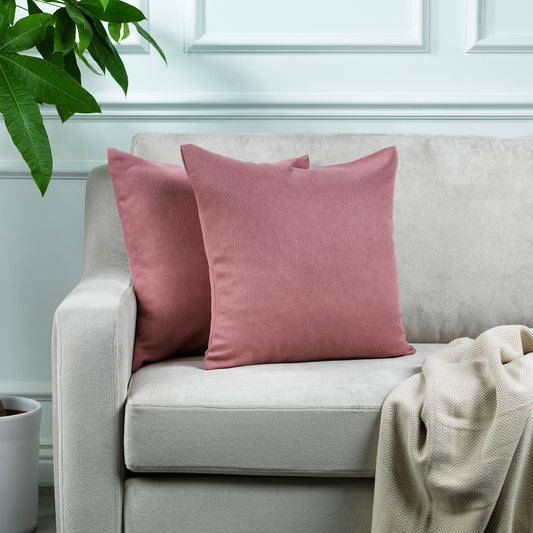 Linen Texture Cushion Covers Set of 2 Hidden Zipper - Rose Pink