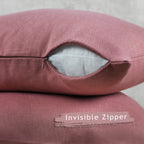 Linen Texture Cushion Covers Set of 2 Hidden Zipper - Rose Pink