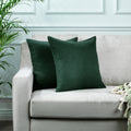 Linen Texture Cushion Covers Set of 2 Hidden Zipper - Duck Green