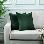 Linen Texture Cushion Covers Set of 2 Hidden Zipper - Duck Green