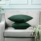 Linen Texture Cushion Covers Set of 2 Hidden Zipper - Duck Green
