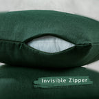 Linen Texture Cushion Covers Set of 2 Hidden Zipper - Duck Green