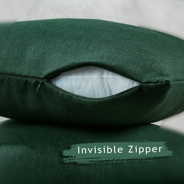 Linen Texture Cushion Covers Set of 2 Hidden Zipper - Duck Green