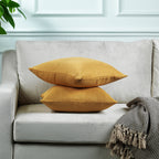 Linen Texture Cushion Covers Set of 2 Hidden Zipper - Mustard Yellow