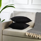 Decorative Cushion Covers Set of 2 Hidden Zipper - Black