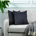 Linen Texture Cushion Covers Set of 2 Hidden Zipper - Anthracite
