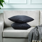 Linen Texture Cushion Covers Set of 2 Hidden Zipper - Anthracite
