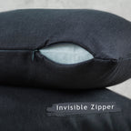 Linen Texture Cushion Covers Set of 2 Hidden Zipper - Anthracite