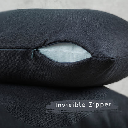 Linen Texture Cushion Covers Set of 2 Hidden Zipper - Anthracite