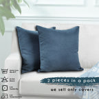Linen Texture Cushion Covers Set of 2 Hidden Zipper - Sky Blue