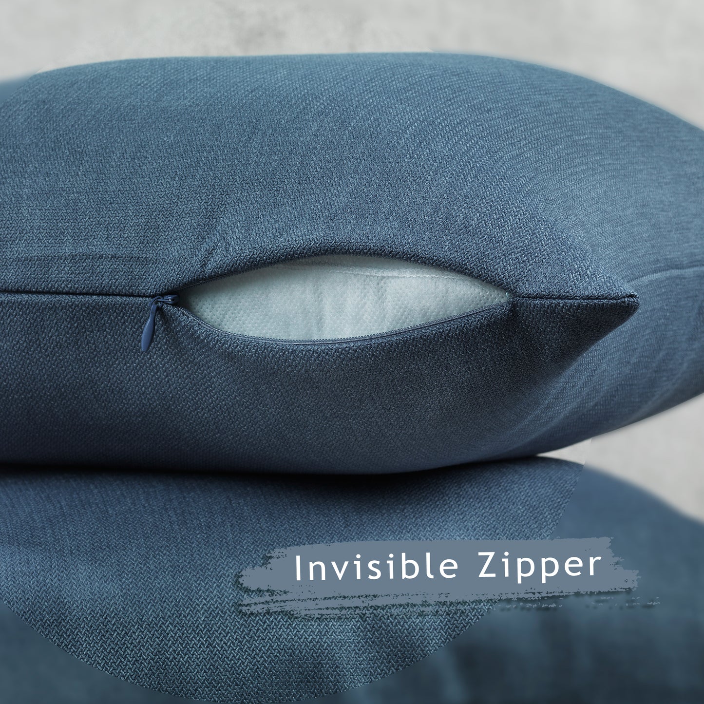 Linen Texture Cushion Covers Set of 2 Hidden Zipper - Sky Blue