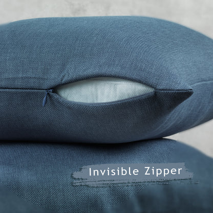Linen Texture Cushion Covers Set of 2 Hidden Zipper - Sky Blue