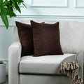 Linen Texture Cushion Covers Set of 2 Hidden Zipper - Brown